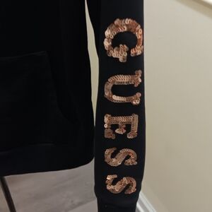 Guess hood zip up jacket sz LX black
